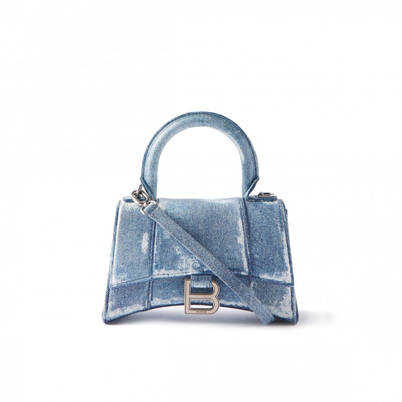 BALENCIAGA BLUE HOURGLASS XS DENIM HANDBAG MATCHESFASHION US (19*12.1*7.6cm)