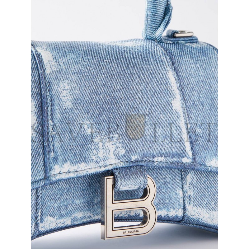 BALENCIAGA BLUE HOURGLASS XS DENIM HANDBAG MATCHESFASHION US (19*12.1*7.6cm)