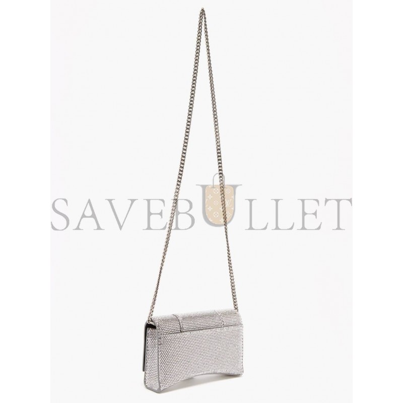 BALENCIAGA GREY HOURGLASS CRYSTAL-EMBELLISHED CROSS-BODY BAG MATCHESFASHION US (19.8*12.1*5cm)