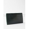 BALENCIAGA GREEN HOURGLASS CROC-EMBOSSED LEATHER POUCH MATCHESFASHION US (27*16cm)