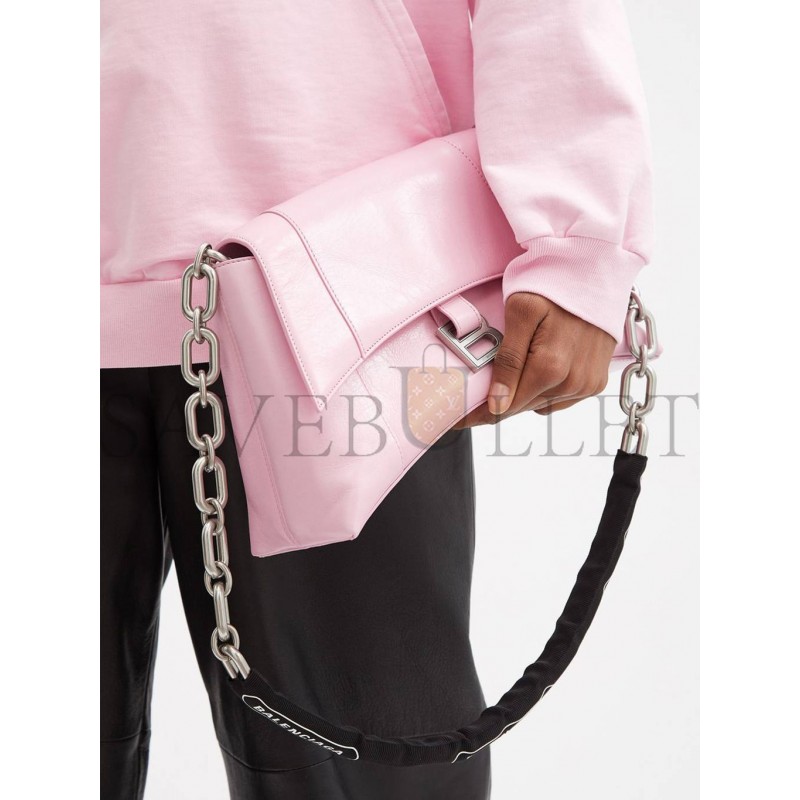 BALENCIAGA PINK DOWNTOWN CHAIN-HANDLE LEATHER SHOULDER BAG MATCHESFASHION US (29*19*10.5cm)