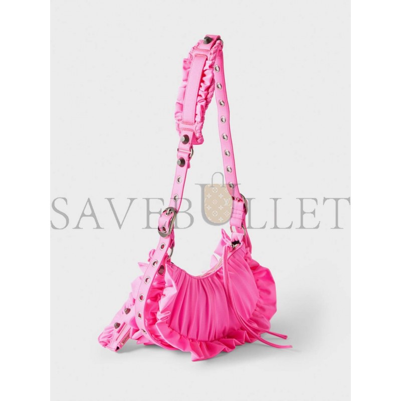 BALENCIAGA PINK LE CAGOLE XS RUFFLED SPANDEX SHOULDER BAG MATCHESFASHION US (25*15.2*6cm)