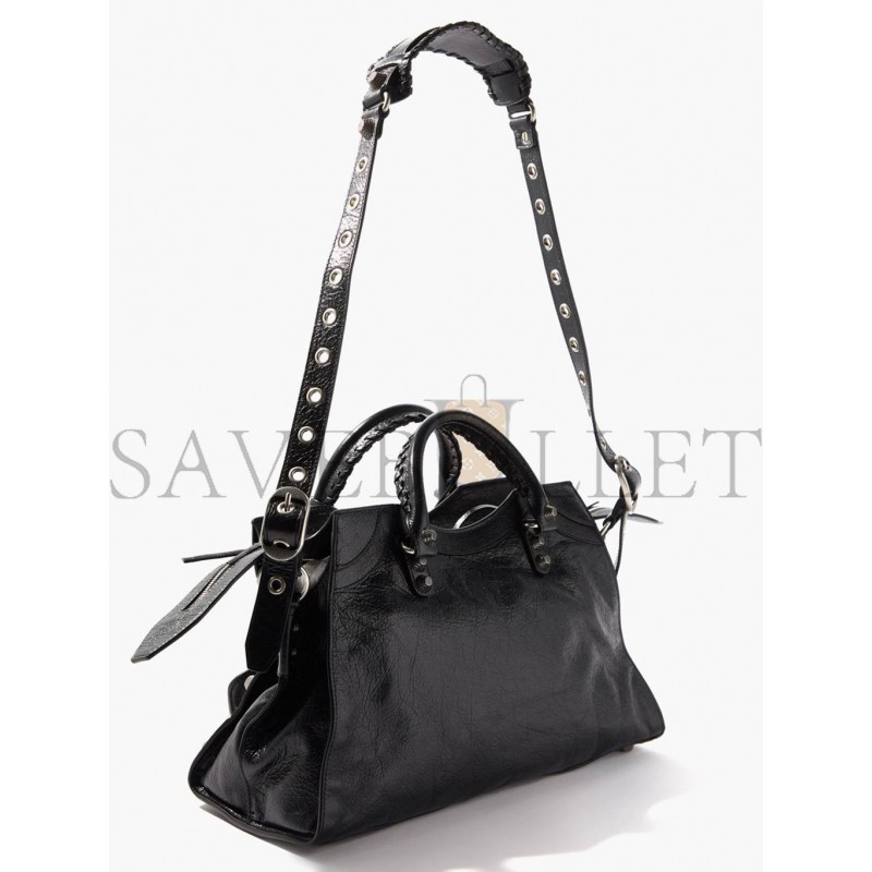 BALENCIAGA BLACK NEO CAGOLE CITY GRAINED-LEATHER SHOULDER BAG MATCHESFASHION US (38*23*16cm)