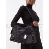 BALENCIAGA BLACK NEO CAGOLE CITY BB-LOGO DENIM SHOULDER BAG MATCHESFASHION US (39*25*18cm)