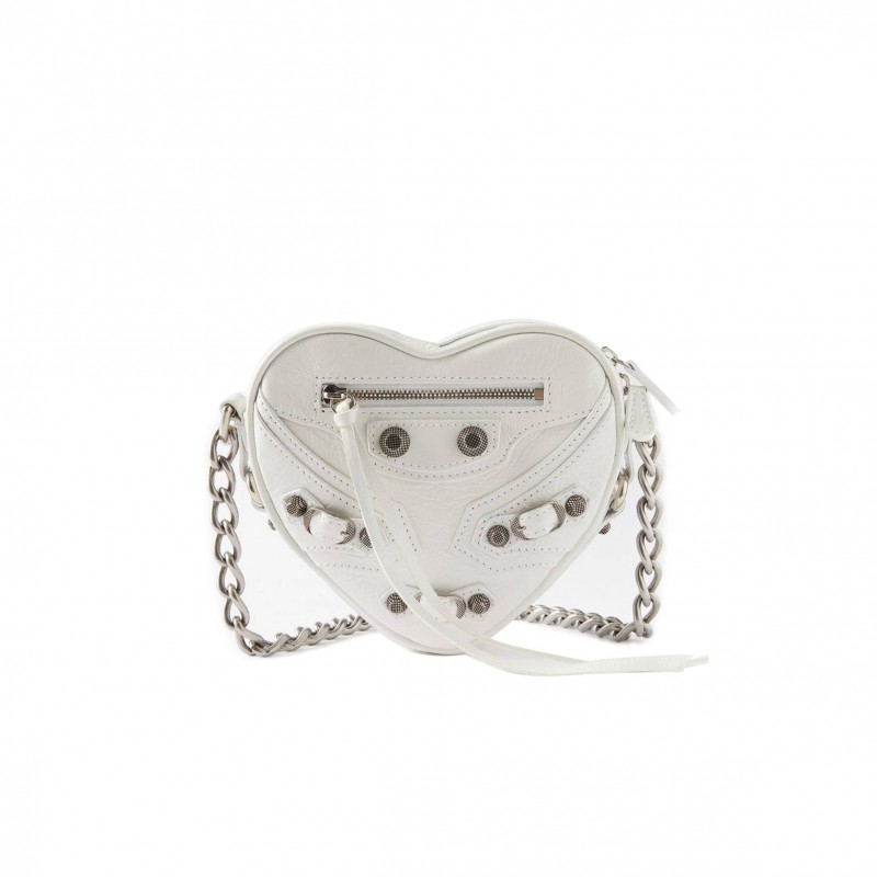 BALENCIAGA WHITE LE CAGOLE HEART MINI LEATHER CROSS-BODY BAG  MATCHESFASHION US (15.2*13.2*5cm)