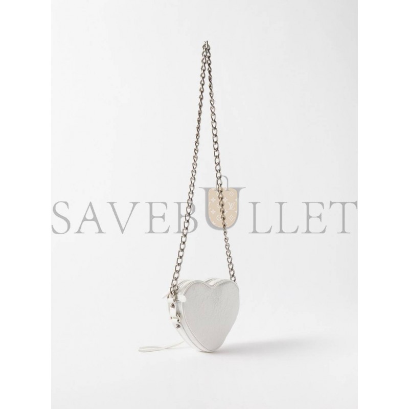 BALENCIAGA WHITE LE CAGOLE HEART MINI LEATHER CROSS-BODY BAG  MATCHESFASHION US (15.2*13.2*5cm)