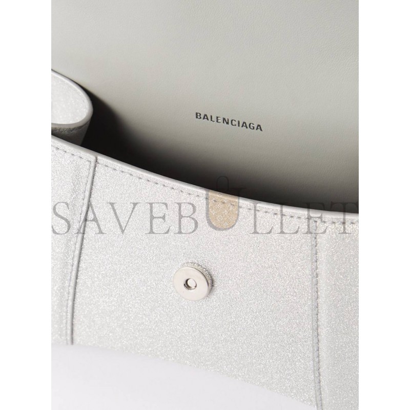 BALENCIAGA SILVER HOURGLASS XS GLITTER FAUX-LEATHER BAG MATCHESFASHION US (19*12*6.6cm)