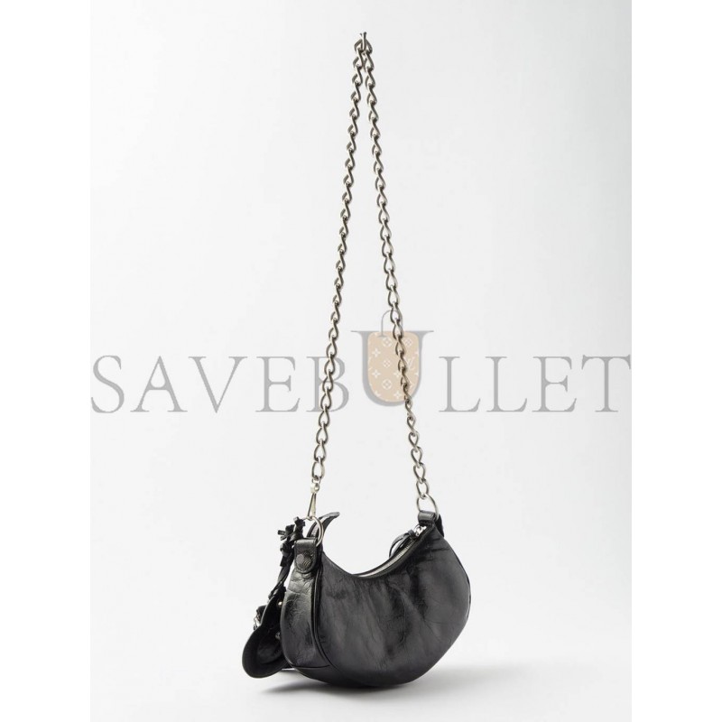 BALENCIAGA BLACK LE CAGOLE XS LEATHER SHOULDER BAG MATCHESFASHION US (25.6*11.4*7.3cm)