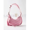 BALENCIAGA PINK LE CAGOLE XS LOGO-PRINT DENIM SHOULDER BAG MATCHESFASHION US (25.6*11.4*7.3cm)