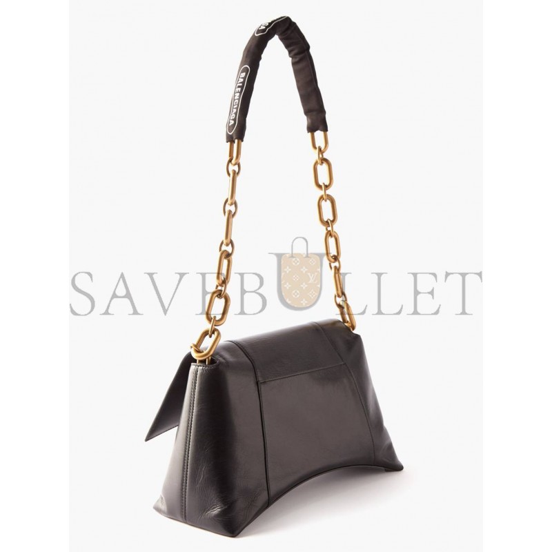 BALENCIAGA BLACK DOWNTOWN M CHAIN-HANDLE LEATHER SHOULDER BAG MATCHESFASHION US (33*20.3*14.5cm)