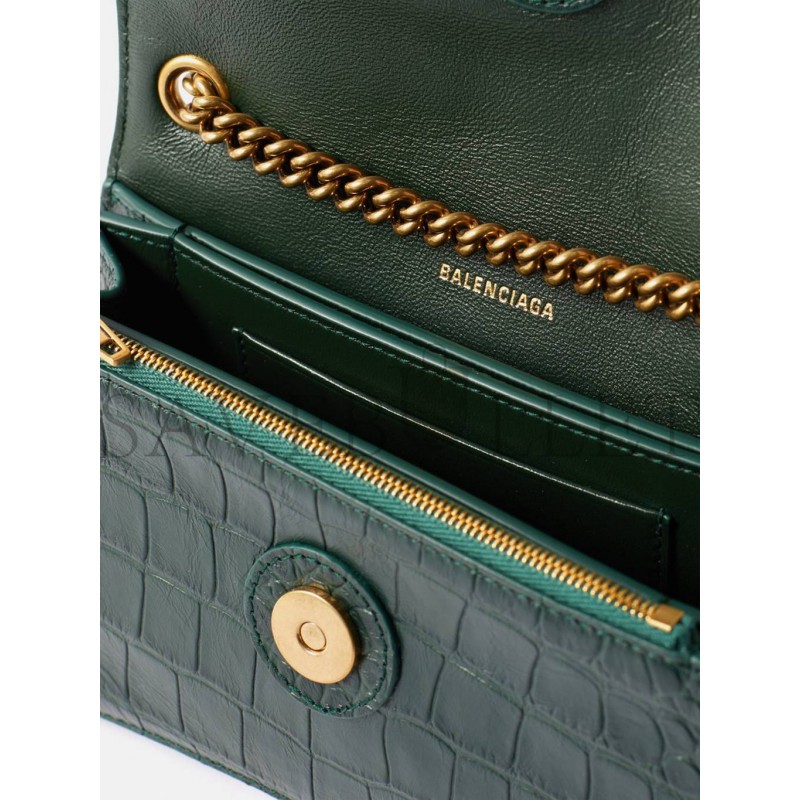 BALENCIAGA GREEN CRUSH XS CROCODILE-EFFECT LEATHER CROSS-BODY BAG MATCHESFASHION US (21.5*11*5cm)