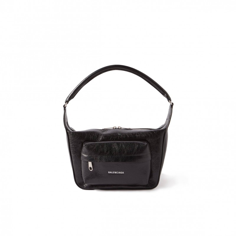 BALENCIAGA BLACK RAVER MEDIUM CREASED-LEATHER SHOULDER BAG MATCHESFASHION US (30*18*7.5cm)