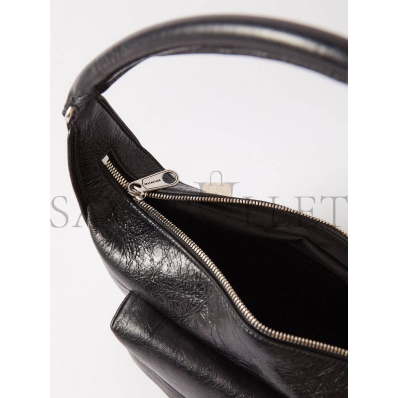 BALENCIAGA BLACK RAVER MEDIUM CREASED-LEATHER SHOULDER BAG MATCHESFASHION US (30*18*7.5cm)