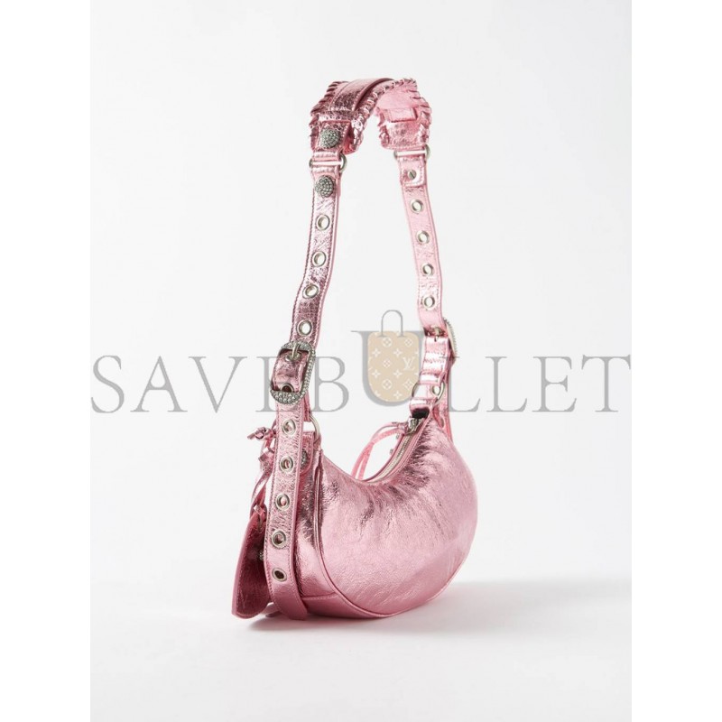 BALENCIAGA PINK LE CAGOLE XS STUDDED LEATHER SHOULDER BAG MATCHESFASHION US (25.6*11.4*7.3cm)