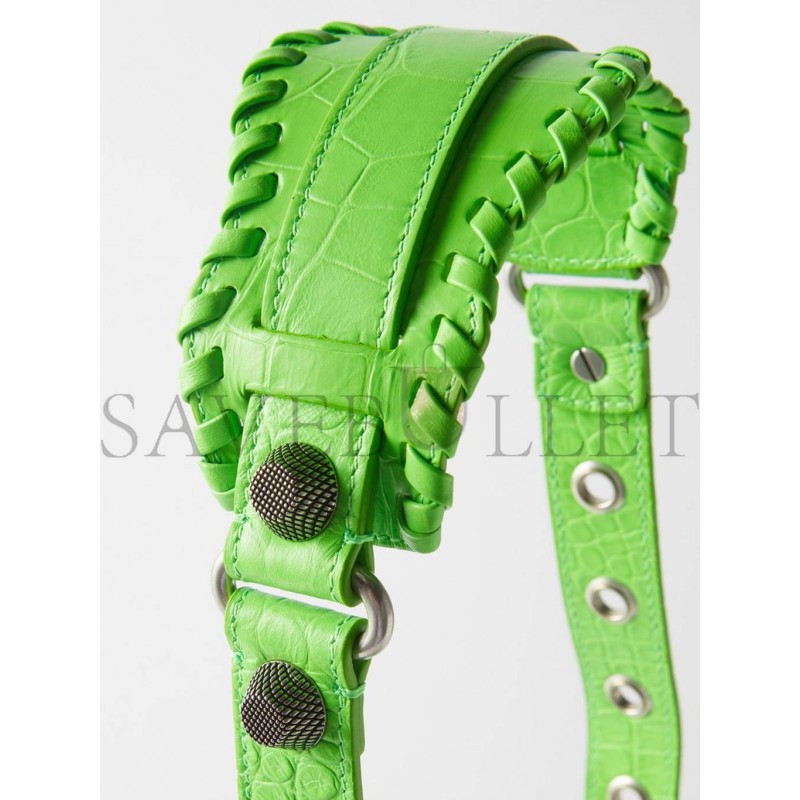 BALENCIAGA GREEN LE CAGOLE XS CROC-EFFECT LEATHER SHOULDER BAG MATCHESFASHION US (25*15.2*6cm)