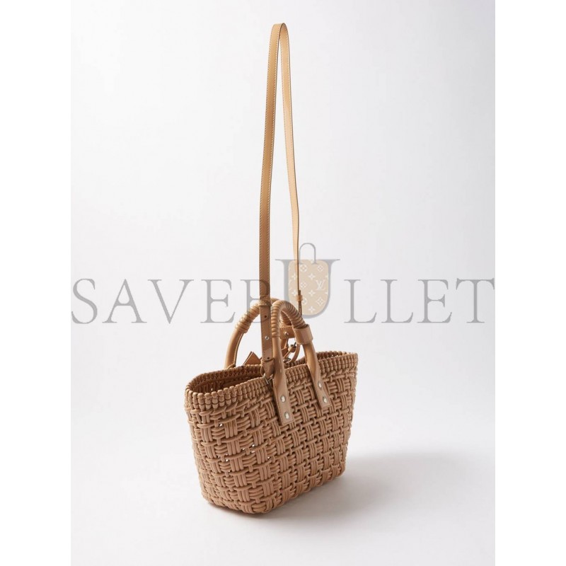 BALENCIAGA BEIGE BISTRO XS WOVEN FAUX-LEATHER BASKET BAG  MATCHESFASHION US (35.5*21*11cm)