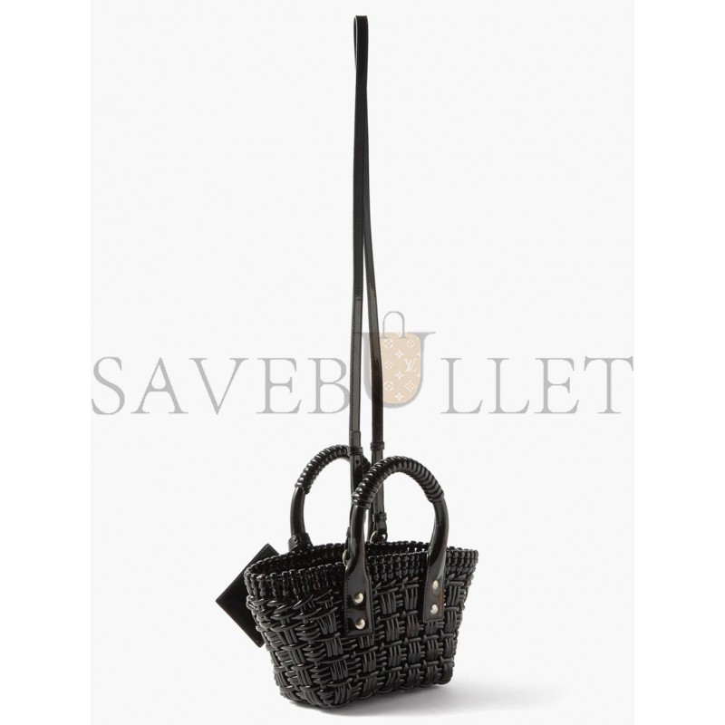 BALENCIAGA BLACK BISTRO XXS WOVEN FAUX-LEATHER BASKET BAG  MATCHESFASHION US (16*14.5*7.5cm)