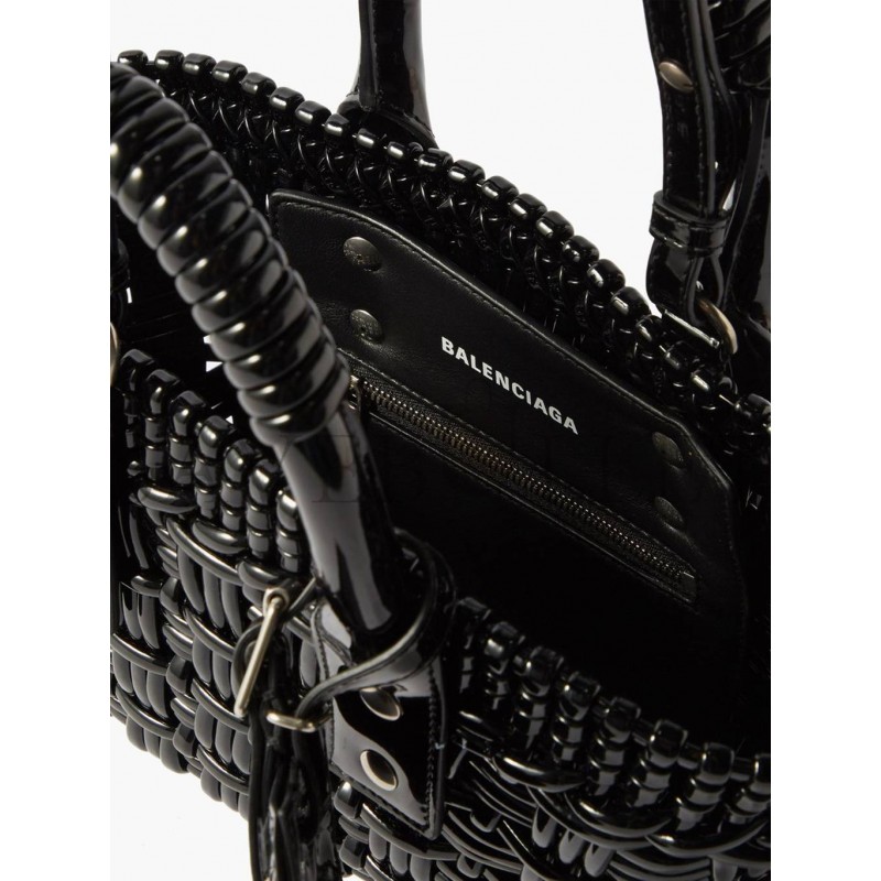 BALENCIAGA BLACK BISTRO XXS WOVEN FAUX-LEATHER BASKET BAG  MATCHESFASHION US (16*14.5*7.5cm)