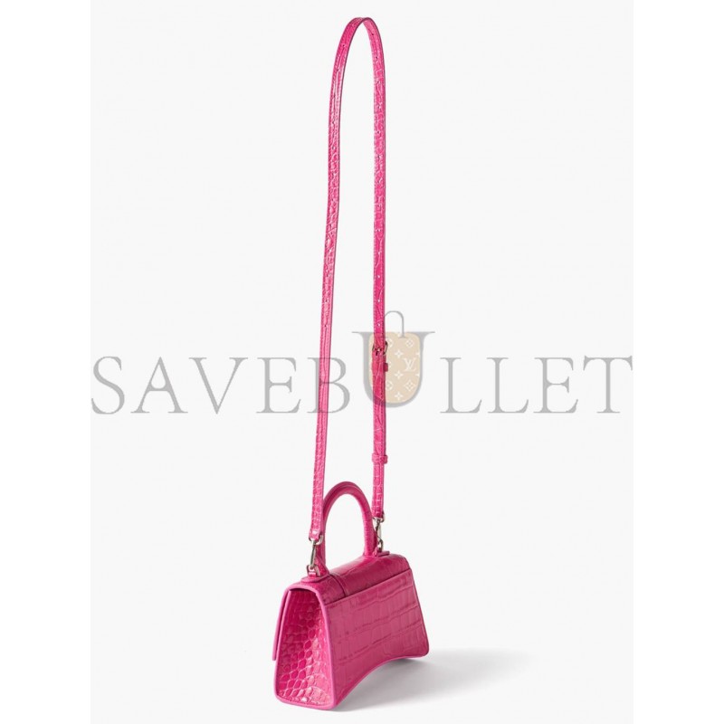 BALENCIAGA PINK HOURGLASS XS CROCODILE-EFFECT LEATHER BAG MATCHESFASHION US (19.5*12*5cm)