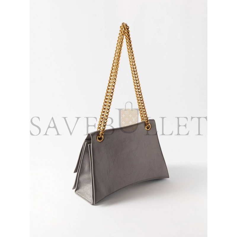 BALENCIAGA GREY CRUSH MEDIUM CREASED-LEATHER SHOULDER BAG MATCHESFASHION US (30.4*20.5*10.1cm)