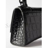 BALENCIAGA BLACK HOURGLASS XS  CROCODILE-EFFECT LEATHER BAG  MATCHESFASHION US (19*12*6.6cm)