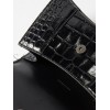BALENCIAGA BLACK HOURGLASS XS  CROCODILE-EFFECT LEATHER BAG  MATCHESFASHION US (19*12*6.6cm)