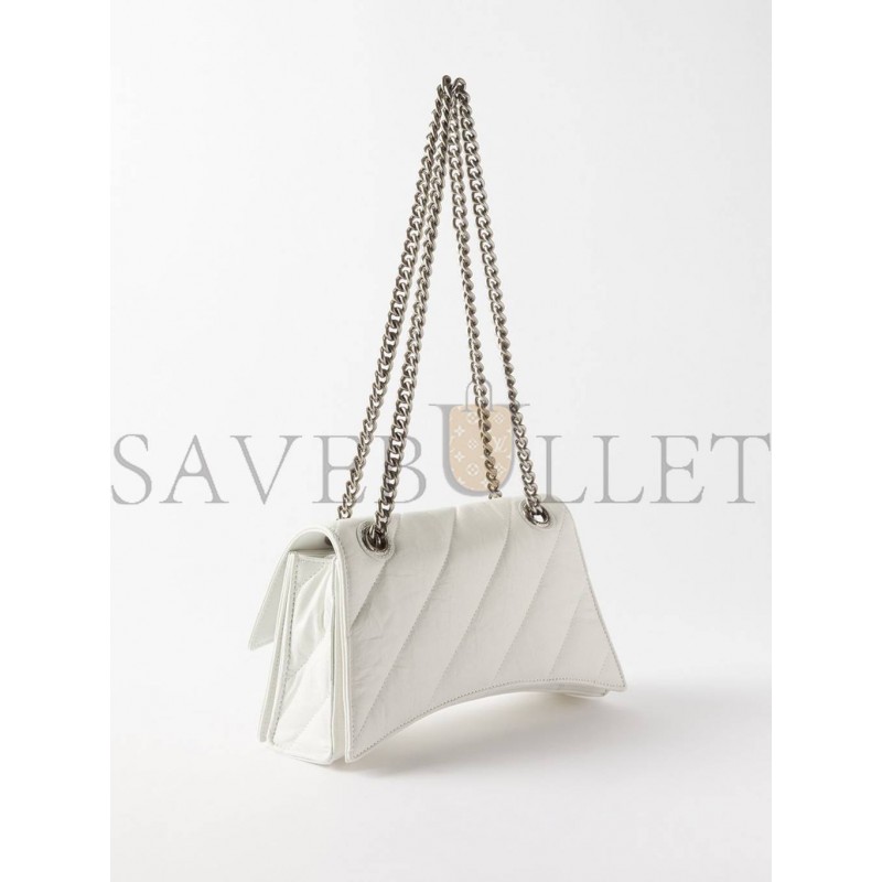 BALENCIAGA WHITE CRUSH S QUILTED CREASED-LEATHER SHOULDER BAG MATCHESFASHION US (25*14.9*10cm)