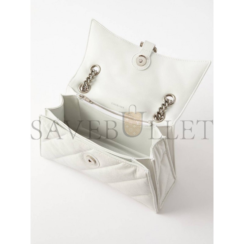 BALENCIAGA WHITE CRUSH S QUILTED CREASED-LEATHER SHOULDER BAG MATCHESFASHION US (25*14.9*10cm)