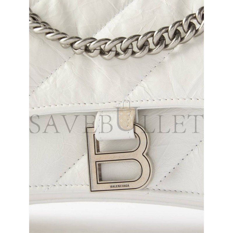 BALENCIAGA WHITE CRUSH S QUILTED CREASED-LEATHER SHOULDER BAG MATCHESFASHION US (25*14.9*10cm)