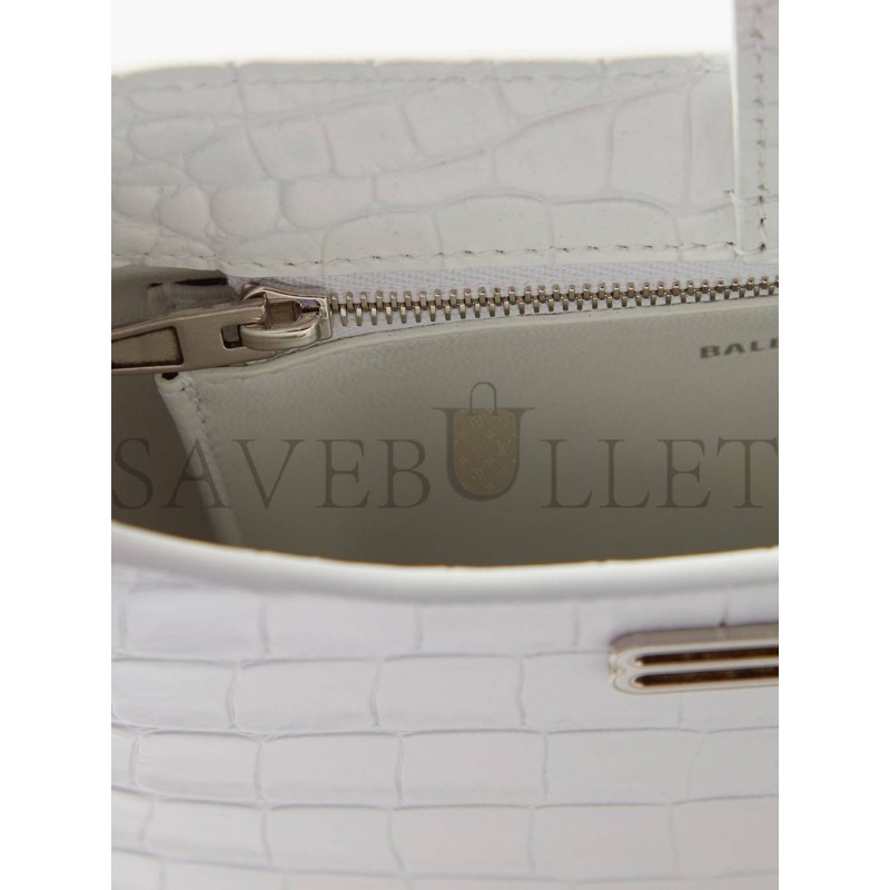 BALENCIAGA WHITE XX BB-LOGO CROCODILE-EFFECT LEATHER SHOULDER BAG MATCHESFASHION US (22.8*16.5*4cm)