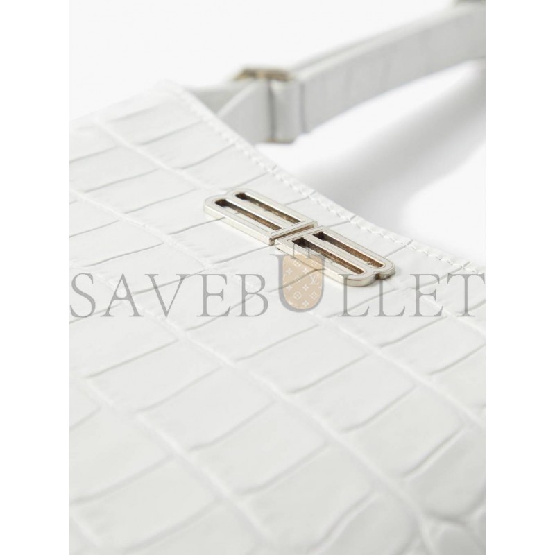 BALENCIAGA WHITE XX BB-LOGO CROCODILE-EFFECT LEATHER SHOULDER BAG MATCHESFASHION US (22.8*16.5*4cm)