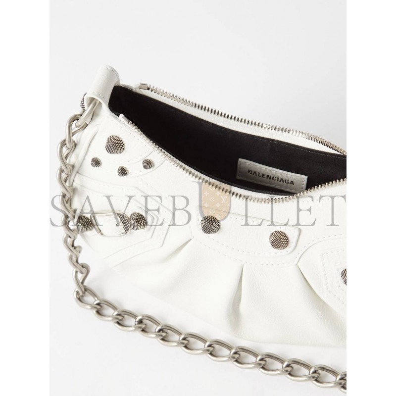 BALENCIAGA WHITE LE CAGOLE XS STUDDED LEATHER SHOULDER BAG MATCHESFASHION US (25.6*11.4*7.3cm)