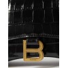 BALENCIAGA BLACK HOURGLASS XS CROCODILE-EFFECT LEATHER BAG  MATCHESFASHION US (19*12.1*7.6cm)