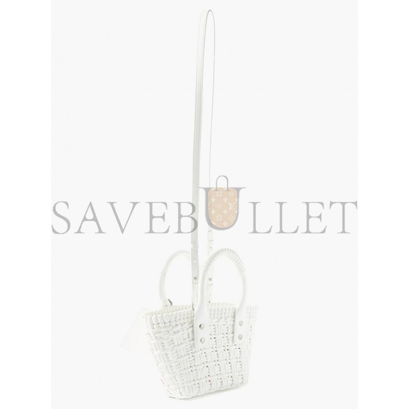 BALENCIAGA WHITE BISTRO XXS WOVEN FAUX-LEATHER BASKET BAG MATCHESFASHION US (25.4*14.9*8.6cm)