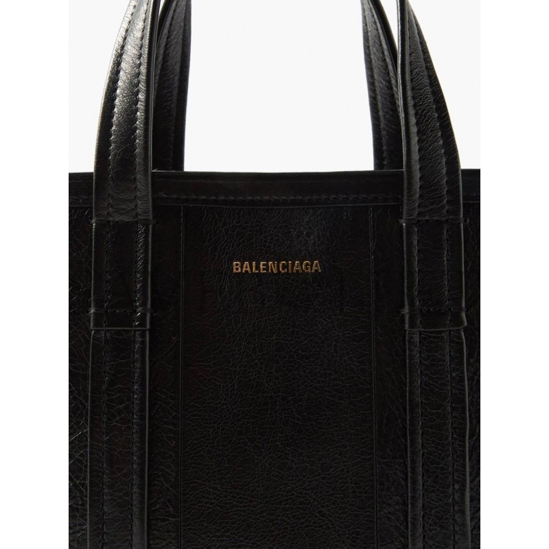 BALENCIAGA BLACK BARBES S CRINKLED-LEATHER TOTE MATCHESFASHION US (23.5*20*10cm)