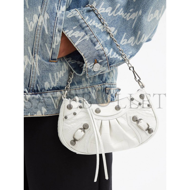 BALENCIAGA WHITE LE CAGOLE XS STUDDED LEATHER SHOULDER BAG  MATCHESFASHION US (25.6*11.4*7.3cm)