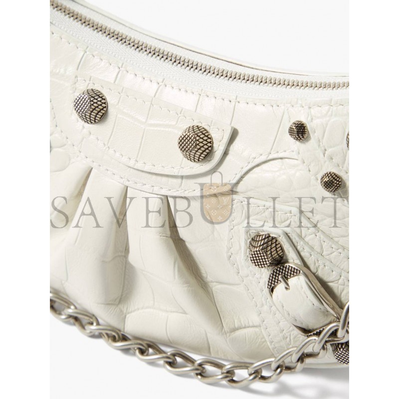 BALENCIAGA WHITE LE CAGOLE XS STUDDED LEATHER SHOULDER BAG  MATCHESFASHION US (25.6*11.4*7.3cm)