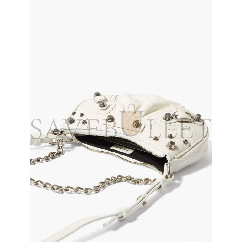 BALENCIAGA WHITE LE CAGOLE XS STUDDED LEATHER SHOULDER BAG  MATCHESFASHION US (25.6*11.4*7.3cm)