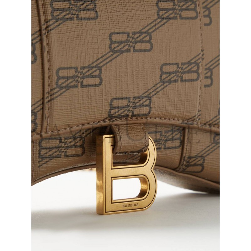 BALENCIAGA BEIGE HOURGLASS LOGO-PRINT CANVAS CROSS-BODY BAG MATCHESFASHION US (19.5*12*4cm)