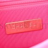 CHANEL DENIM QUILTED LARGE CHANEL 19 FLAP NEON PINK GOLD HARDWARE (30*20*10cm)