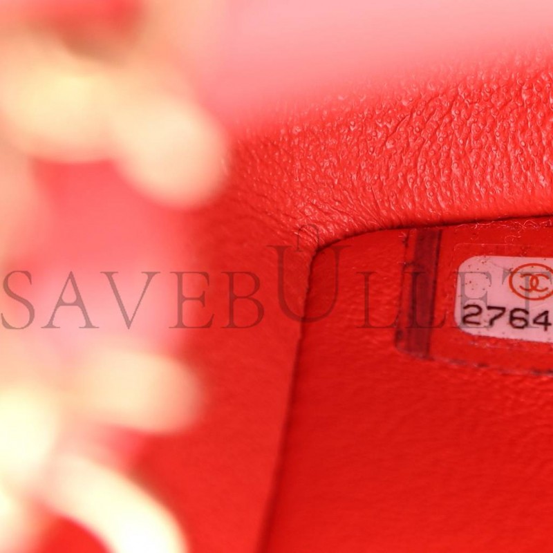 CHANEL LAMBSKIN QUILTED MINI RECTANGULAR FLAP RED (20*12*6cm) CHANEL LAMBSKIN QUILTED MINI RECTANGULAR FLAP RED (20*12*6cm)