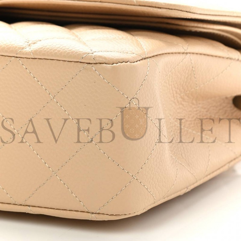 CHANEL CAVIAR QUILTED MEDIUM DOUBLE FLAP BEIGE CLAIR SILVER HARDWARE (25*15*7cm) CHANEL CAVIAR QUILTED MEDIUM DOUBLE FLAP BEIGE CLAIR SILVER HARDWARE (25*15*7cm)