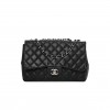 CHANEL LAMBSKIN QUILTED JUMBO SINGLE FLAP BLACK SILVER HARDWARE (30*20*9cm) CHANEL LAMBSKIN QUILTED JUMBO SINGLE FLAP BLACK SILVER HARDWARE (30*20*9cm)