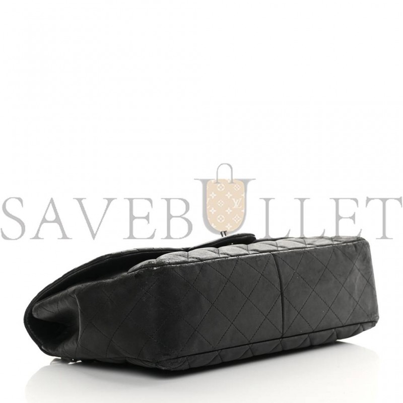 CHANEL LAMBSKIN QUILTED JUMBO SINGLE FLAP BLACK SILVER HARDWARE (30*20*9cm) CHANEL LAMBSKIN QUILTED JUMBO SINGLE FLAP BLACK SILVER HARDWARE (30*20*9cm)