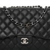 CHANEL LAMBSKIN QUILTED JUMBO SINGLE FLAP BLACK SILVER HARDWARE (30*20*9cm) CHANEL LAMBSKIN QUILTED JUMBO SINGLE FLAP BLACK SILVER HARDWARE (30*20*9cm)
