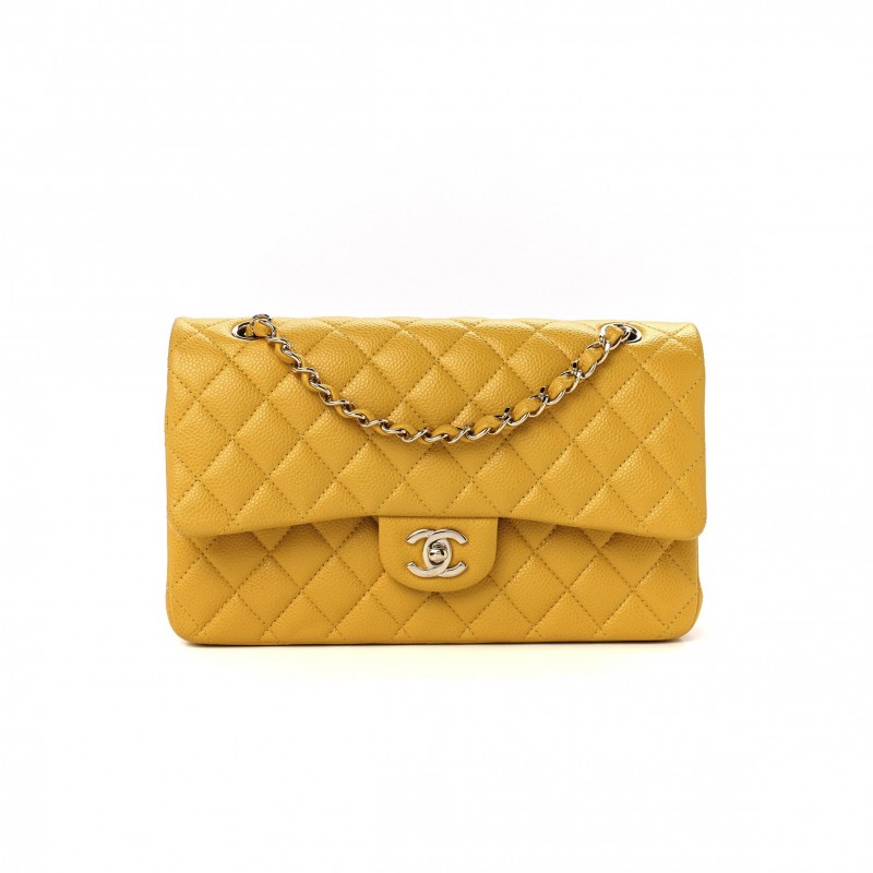 CHANEL CAVIAR QUILTED MEDIUM DOUBLE FLAP YELLOW (25*15*6cm) CHANEL CAVIAR QUILTED MEDIUM DOUBLE FLAP YELLOW (25*15*6cm)