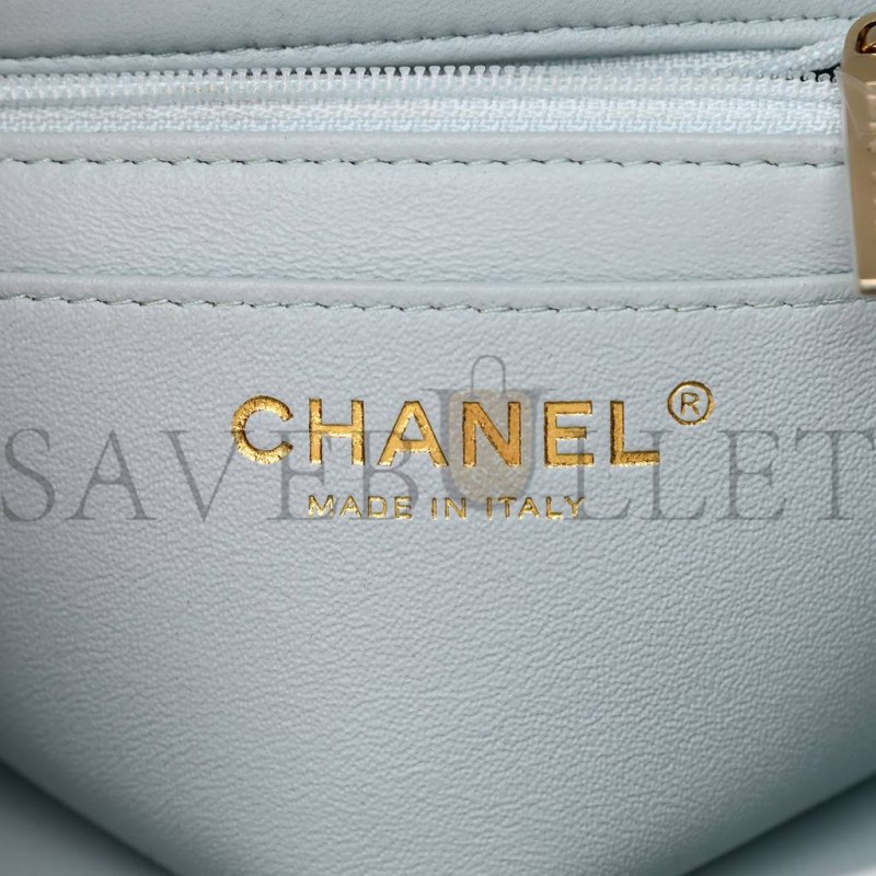 CHANEL LAMBSKIN QUILTED MINI TOP HANDLE RECTANGULAR FLAP LIGHT BLUE ROSE GOLD HARDWARE (19*12*6cm) CHANEL LAMBSKIN QUILTED MINI TOP HANDLE RECTANGULAR FLAP LIGHT BLUE ROSE GOLD HARDWARE (19*12*6cm)