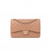 CHANEL LAMBSKIN QUILTED JUMBO DOUBLE FLAP DARK BEIGE ROSE GOLD HARDWARE (31*19*9cm)