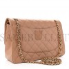 CHANEL LAMBSKIN QUILTED JUMBO DOUBLE FLAP DARK BEIGE ROSE GOLD HARDWARE (31*19*9cm)