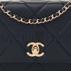 CHANEL LAMBSKIN QUILTED TRENDY CC WALLET ON CHAIN WOC NAVY ROSE GOLD HARDWARE (19*12*3cm)